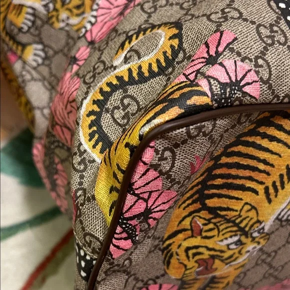 Gucci Pink and Brown bengal Tiger Print Tote Rare HTF vintage - Picture 6 of 16
